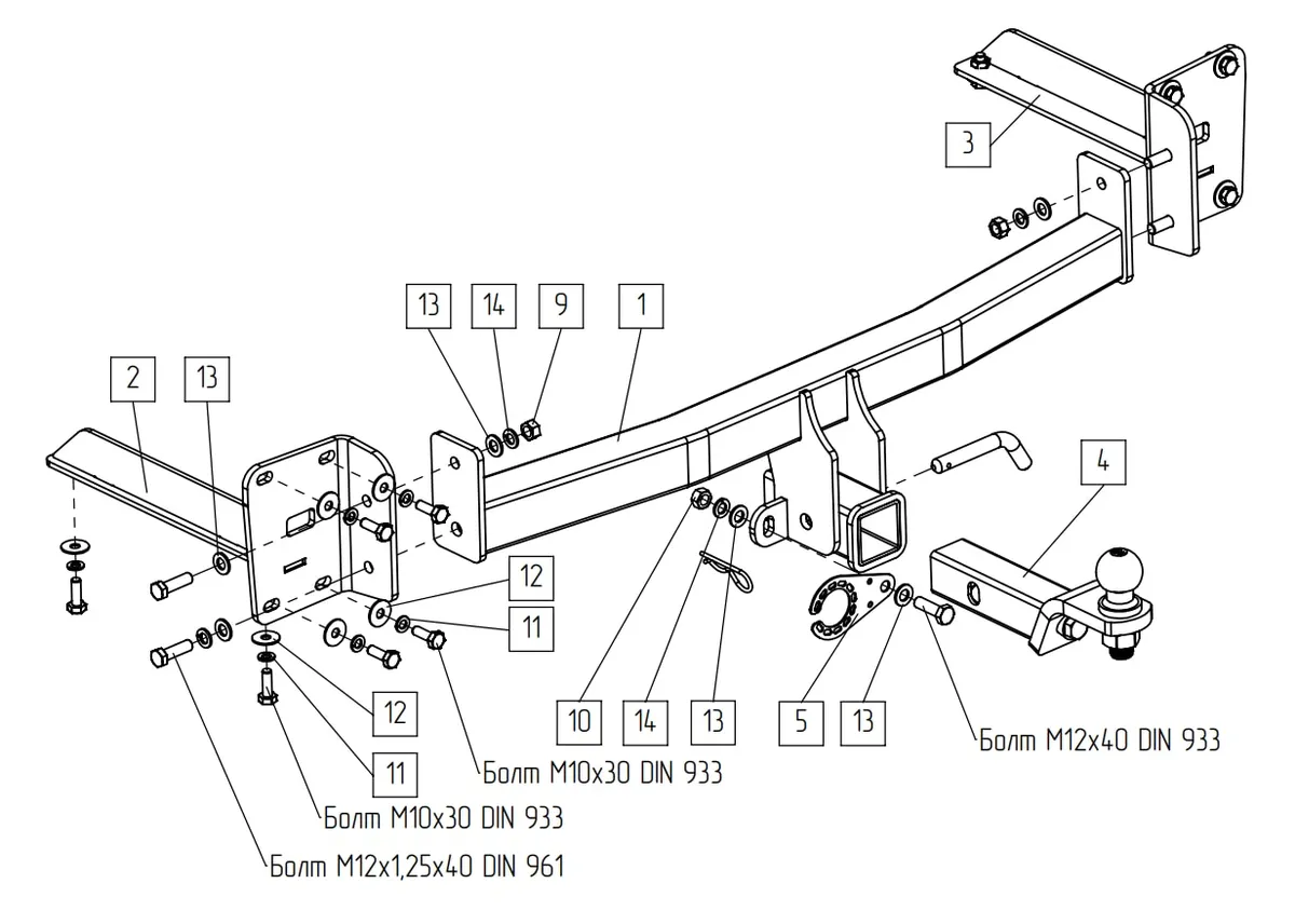 Фаркоп TowRus для Volkswagen Teramont 2017-2022  269092 в Саратов