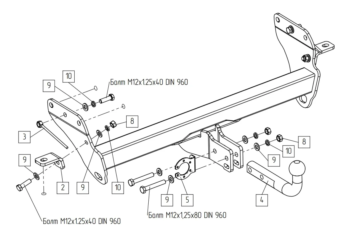 Фаркоп Baltex для Jeep Grand Cherokee 2010-2022 Арт. 049115 049115 в Саратов