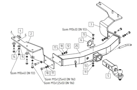 Фаркоп TowRus для Toyota Hidhlander 2019-2026 109180 в Саратов